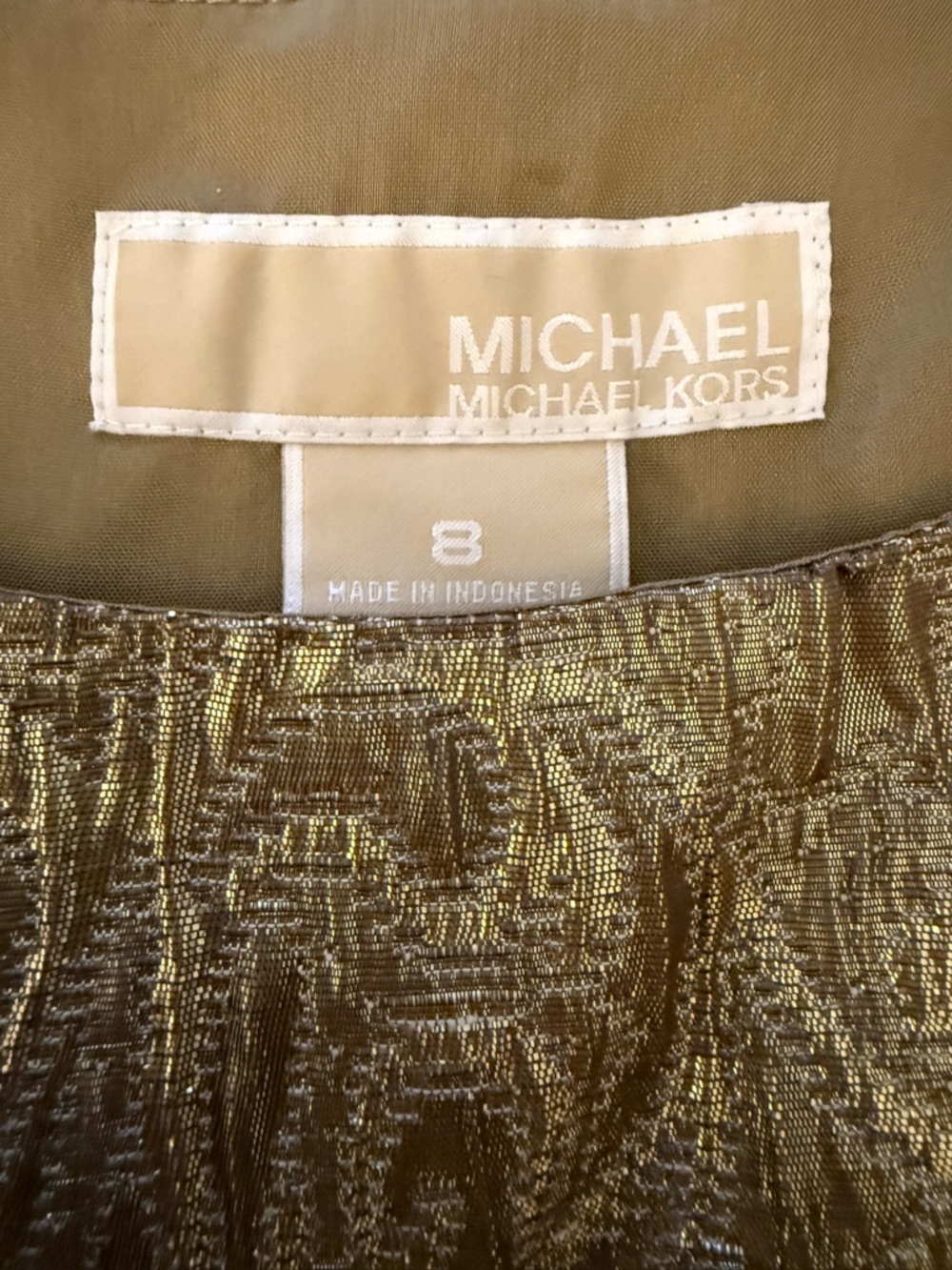 Michael Kors Metallic Gold Paisley Jacquard Fit & Flare Dress. 💐 - Picture 2 of 2